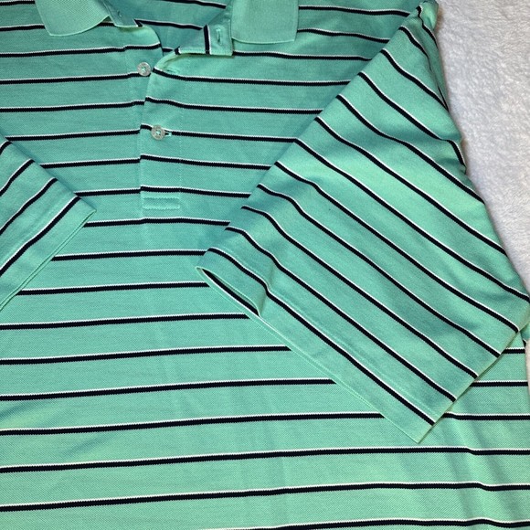 Men's XL Polo Golf Mint Green/Stripe Performance Short Sleeve Shirt - Picture 13 of 13